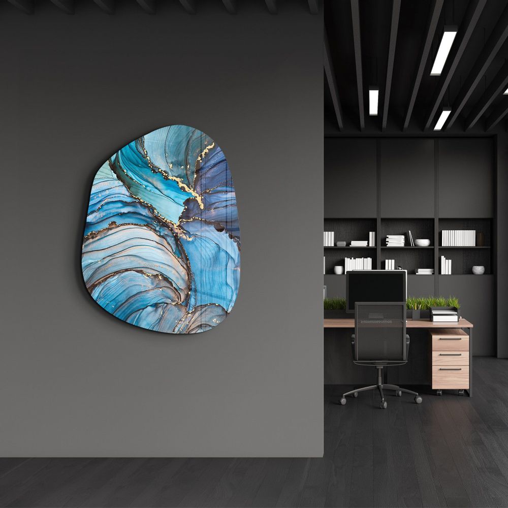 Other wall decoration -  Blue Marble Amorphous Collection Glass Wall Art  88CMX68CM - ARTDESIGNA