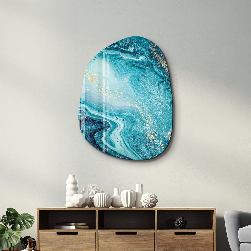 Autres décorations murales - Bleu profond Art mural en verre de la collection Amorphe 88CMX68CM - ARTDESIGNA