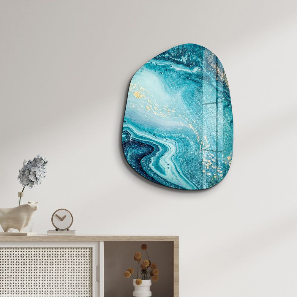 Autres décorations murales - Bleu profond Art mural en verre de la collection Amorphe 88CMX68CM - ARTDESIGNA