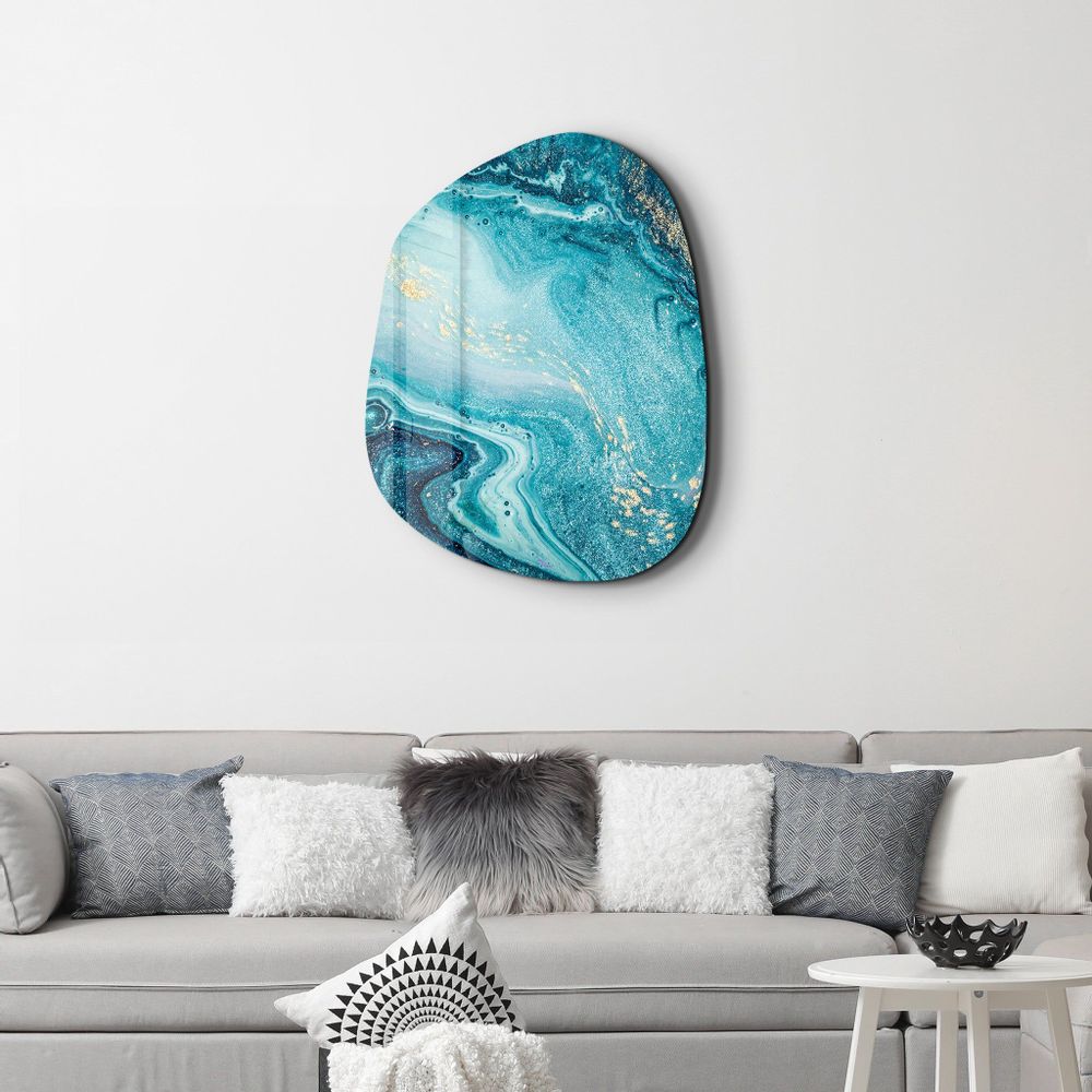 Autres décorations murales - Bleu profond Art mural en verre de la collection Amorphe 88CMX68CM - ARTDESIGNA