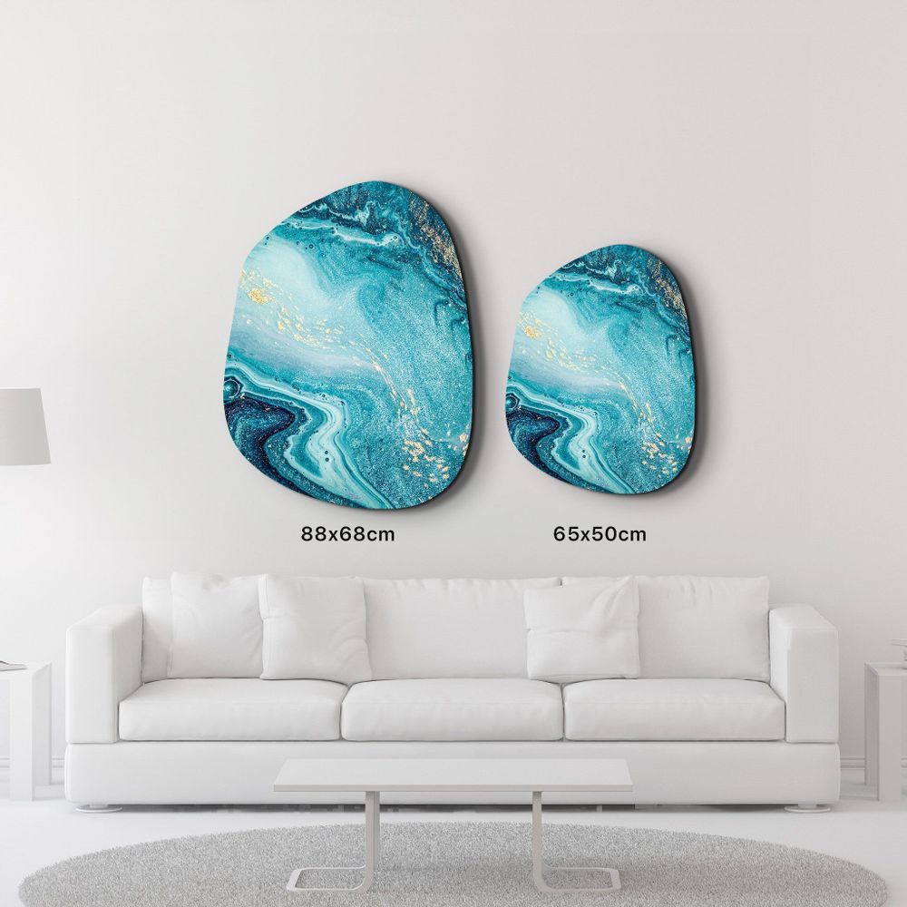 Autres décorations murales - Bleu profond Art mural en verre de la collection Amorphe 88CMX68CM - ARTDESIGNA