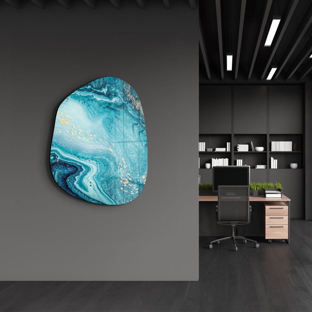 Autres décorations murales - Bleu profond Art mural en verre de la collection Amorphe 88CMX68CM - ARTDESIGNA
