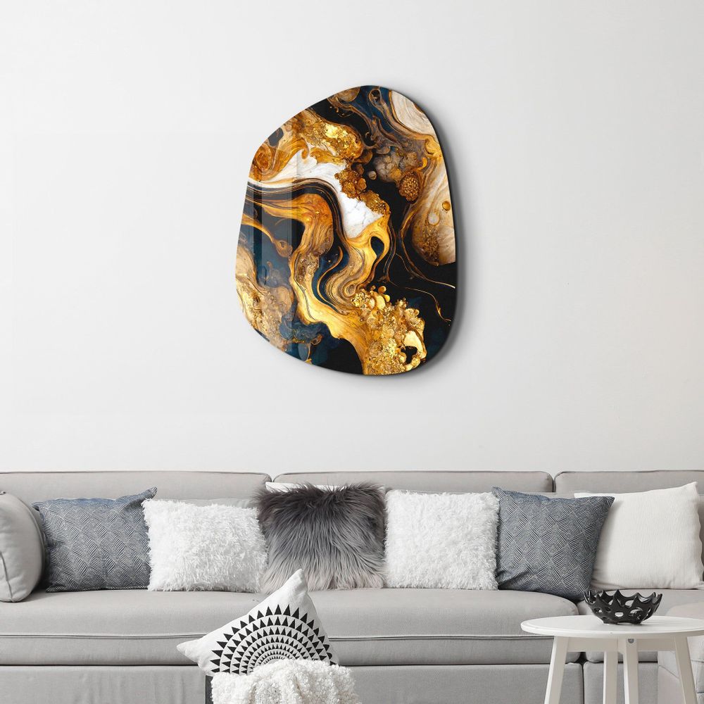 Autres décorations murales - Racines dorées Art mural en verre de la collection Amorphe 88CMX68CM - ARTDESIGNA