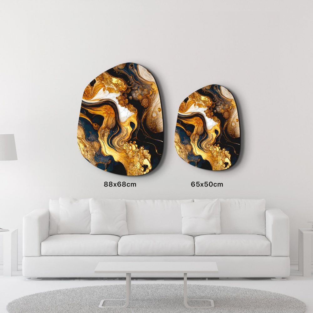 Autres décorations murales - Racines dorées Art mural en verre de la collection Amorphe 88CMX68CM - ARTDESIGNA