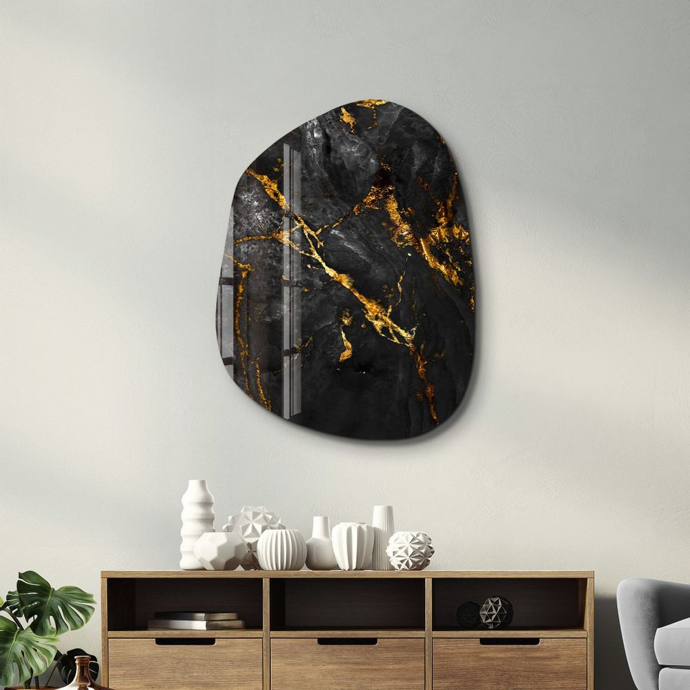 Autres décorations murales - Marbre noir Art mural en verre de la collection Amorphe 88CMX68CM - ARTDESIGNA