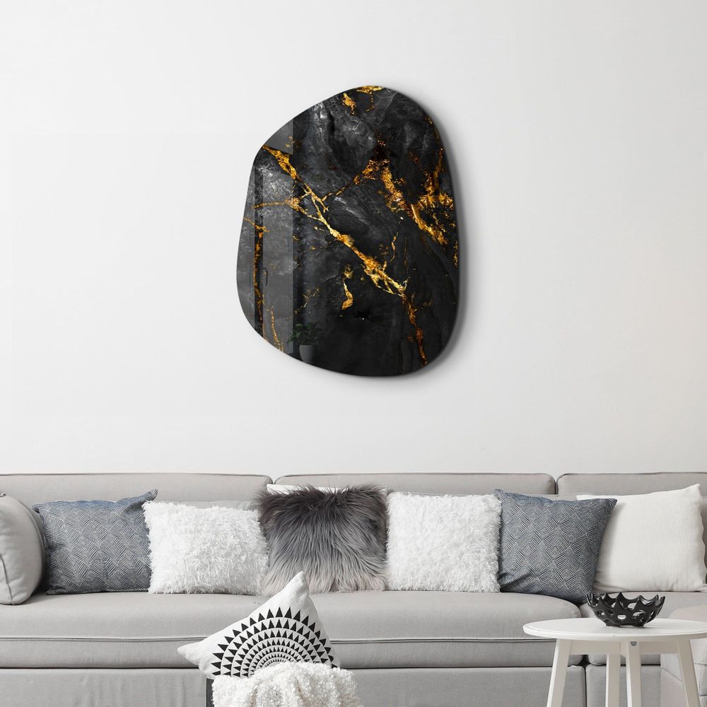 Autres décorations murales - Marbre noir Art mural en verre de la collection Amorphe 88CMX68CM - ARTDESIGNA