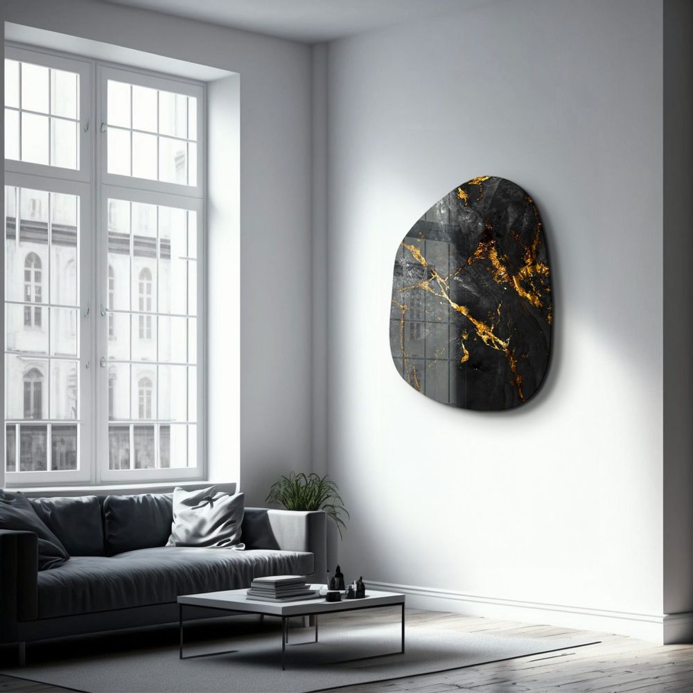 Autres décorations murales - Marbre noir Art mural en verre de la collection Amorphe 88CMX68CM - ARTDESIGNA