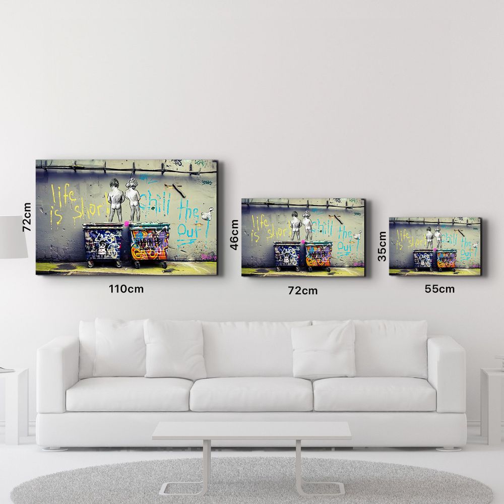 Other wall decoration - Banksy Life is Short Glass Wall Art  110CMx70CM - ARTDESIGNA