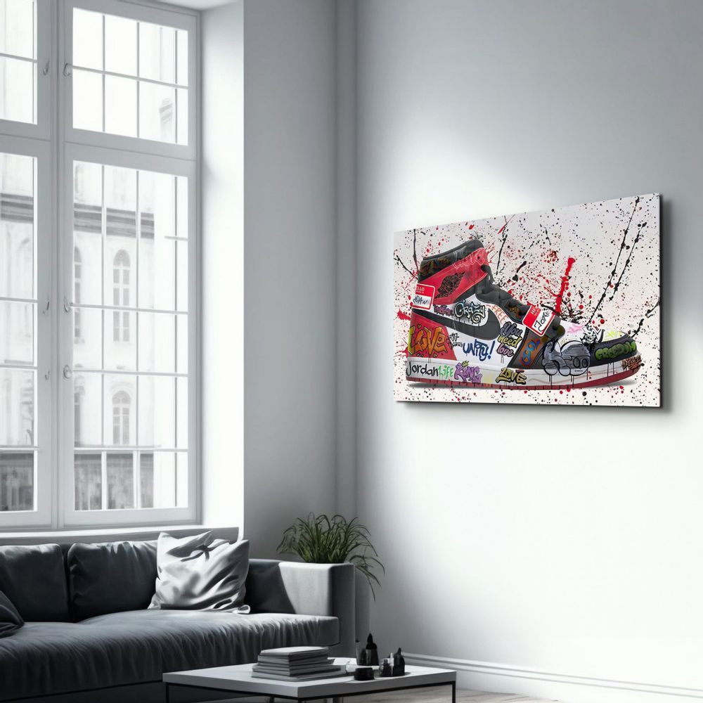 Other wall decoration - Street Art Footwear Glass Wall Art 110CMx70CM - ARTDESIGNA