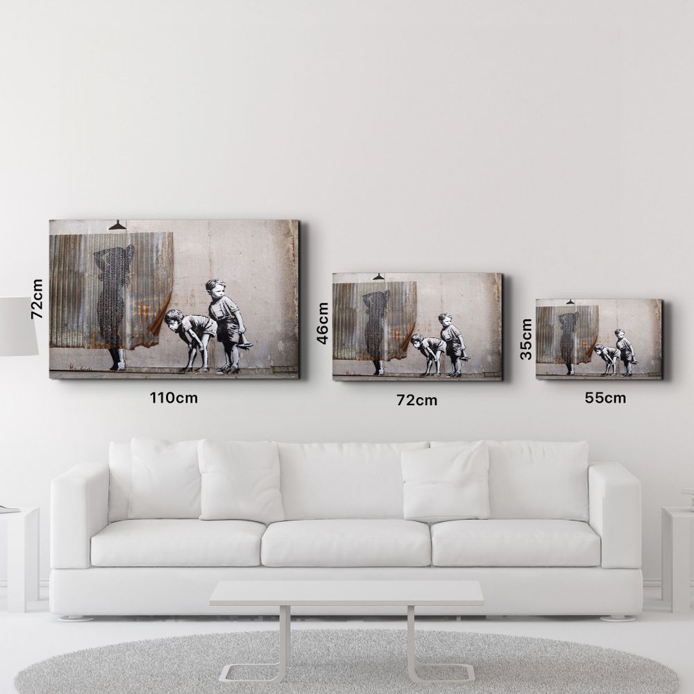 Other wall decoration - Banksy - Spying Boyz | Glass Wall Art 110CMx70CM - ARTDESIGNA
