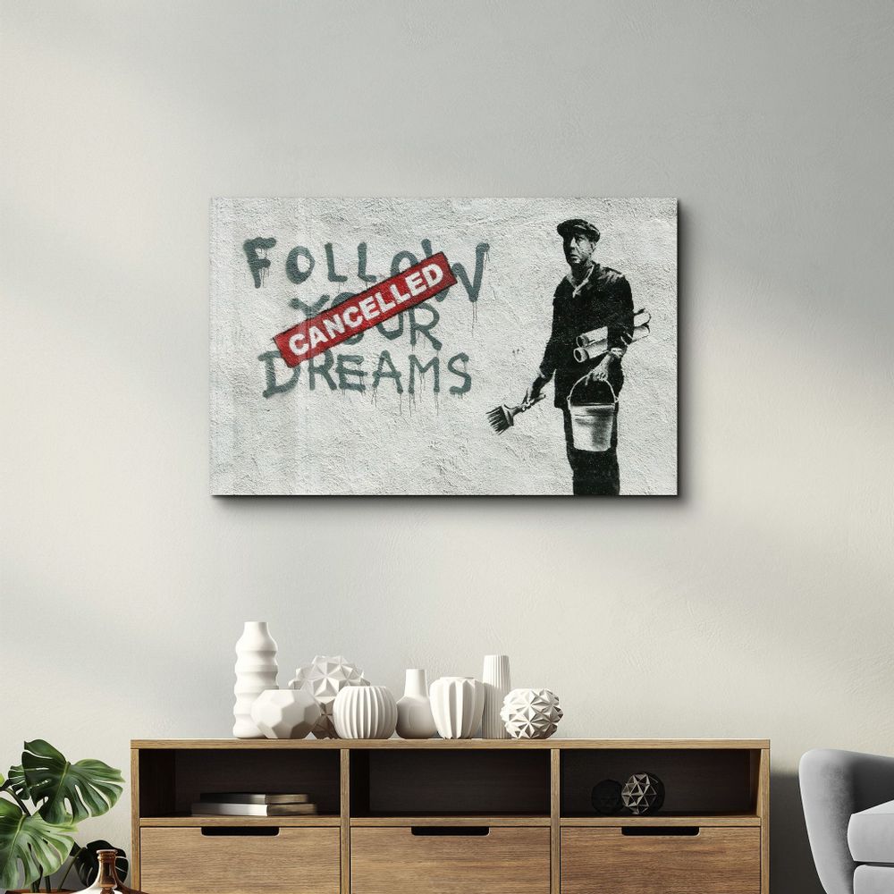 Autres décorations murales - Banksy - Suivez vos rêves-Annulé | Art mural en verre 110CMx70CM - ARTDESIGNA