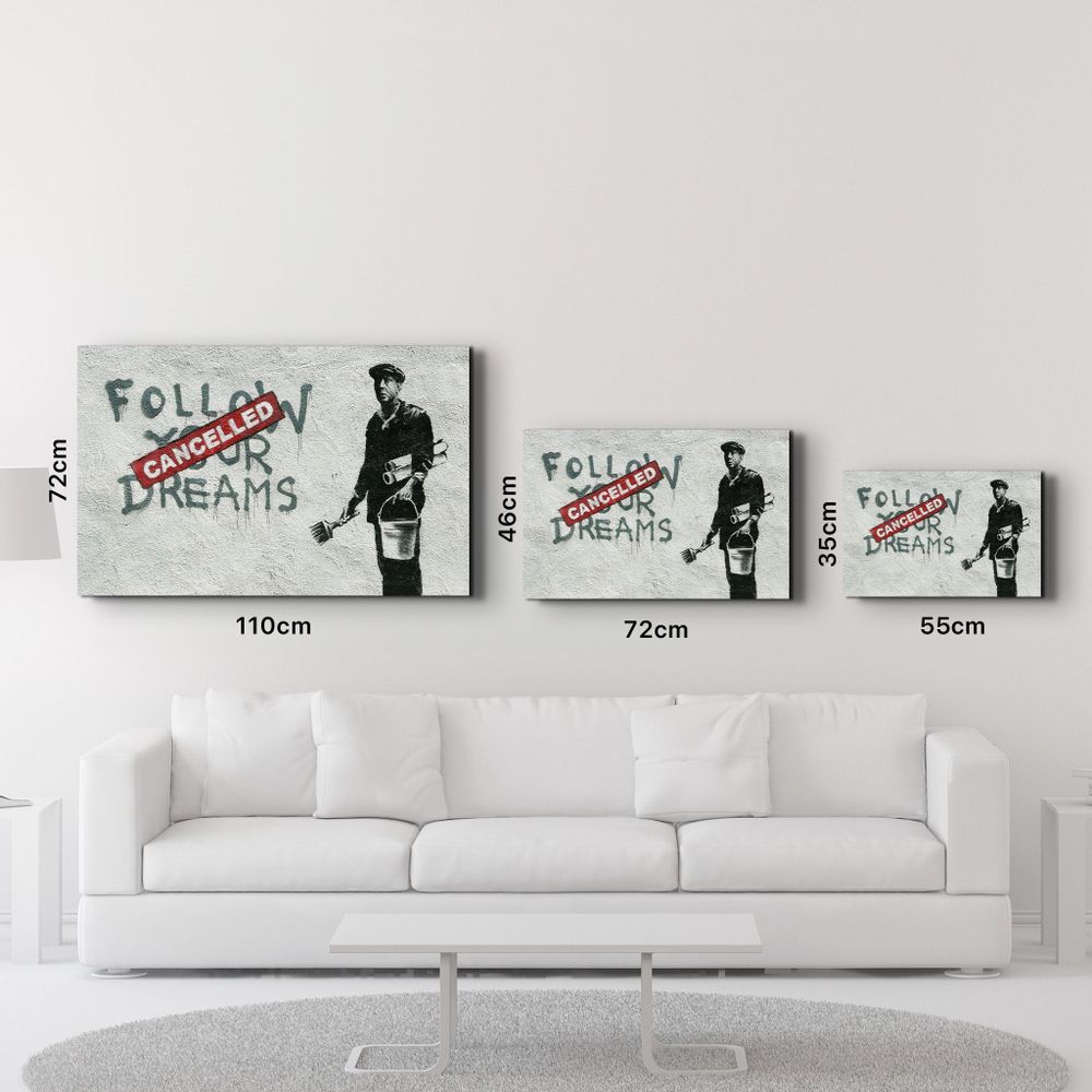 Autres décorations murales - Banksy - Suivez vos rêves-Annulé | Art mural en verre 110CMx70CM - ARTDESIGNA