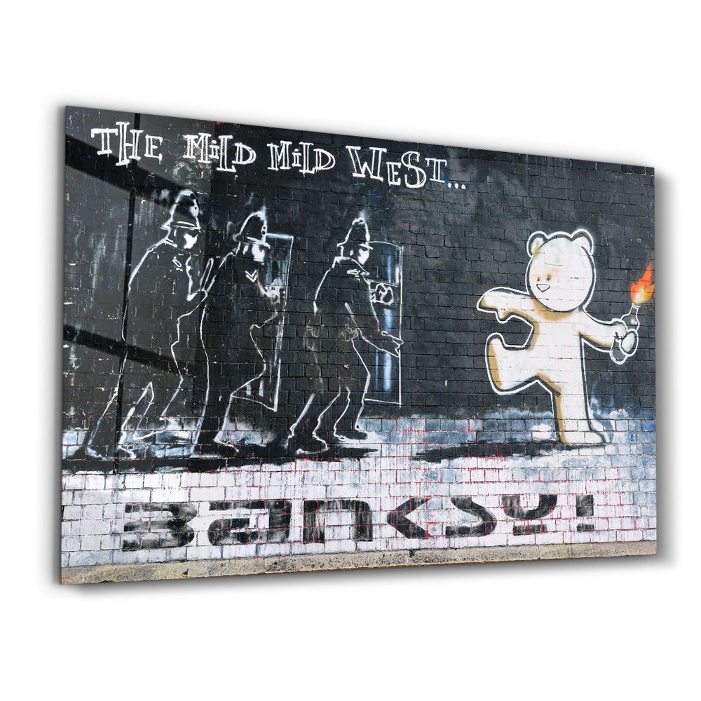 Autres décorations murales - Banksy - Le doux ouest doux | Art mural en verre 110CMx70CM - ARTDESIGNA