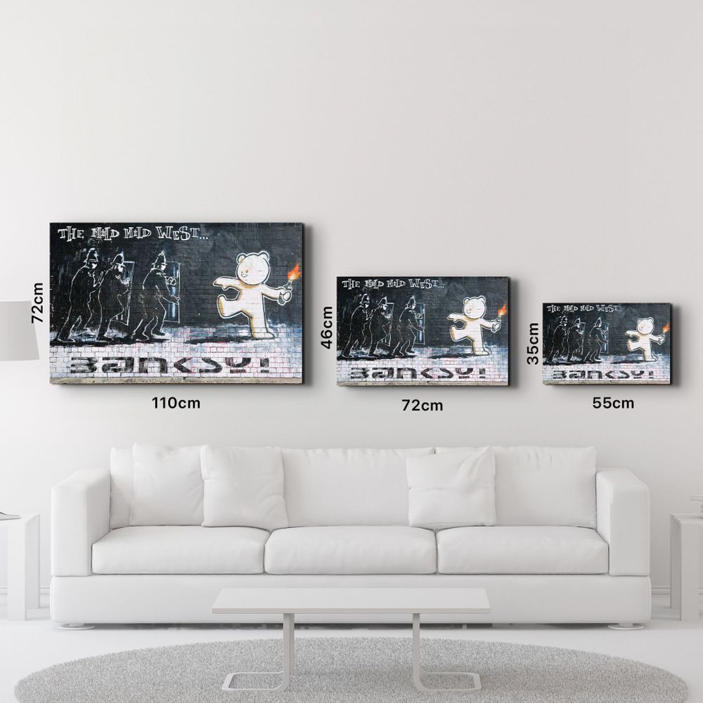 Autres décorations murales - Banksy - Le doux ouest doux | Art mural en verre 110CMx70CM - ARTDESIGNA