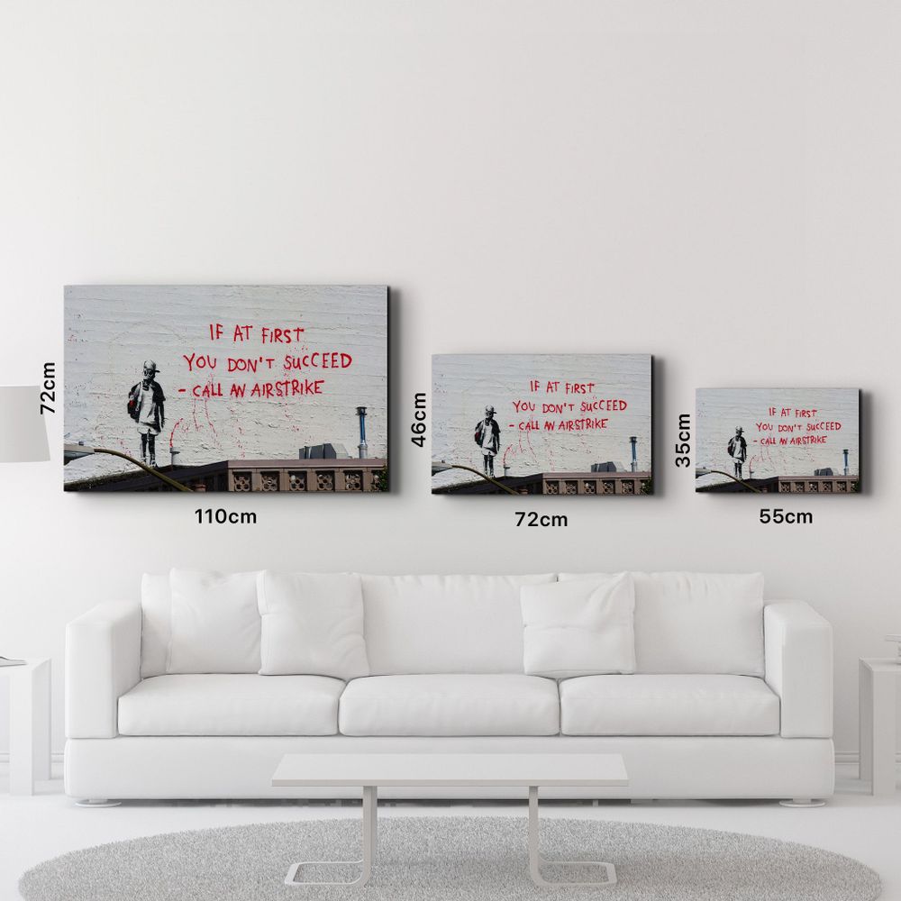 Other wall decoration - Banksy - Call an Airstrike | Glass Wall Art  110CMx70CM - ARTDESIGNA