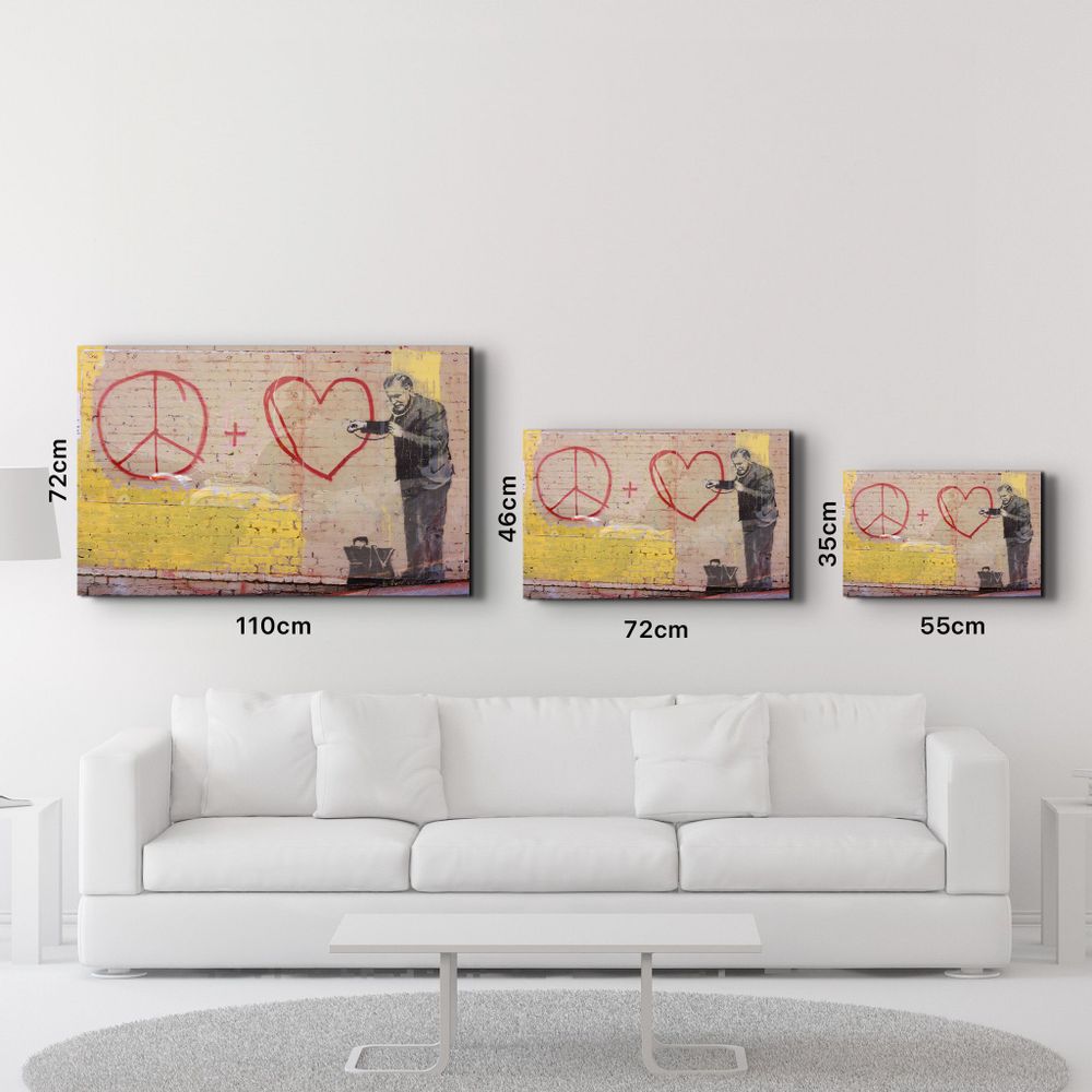 Other wall decoration - Banksy - Love and Peace | Glass Wall Art 110CMx70CM - ARTDESIGNA