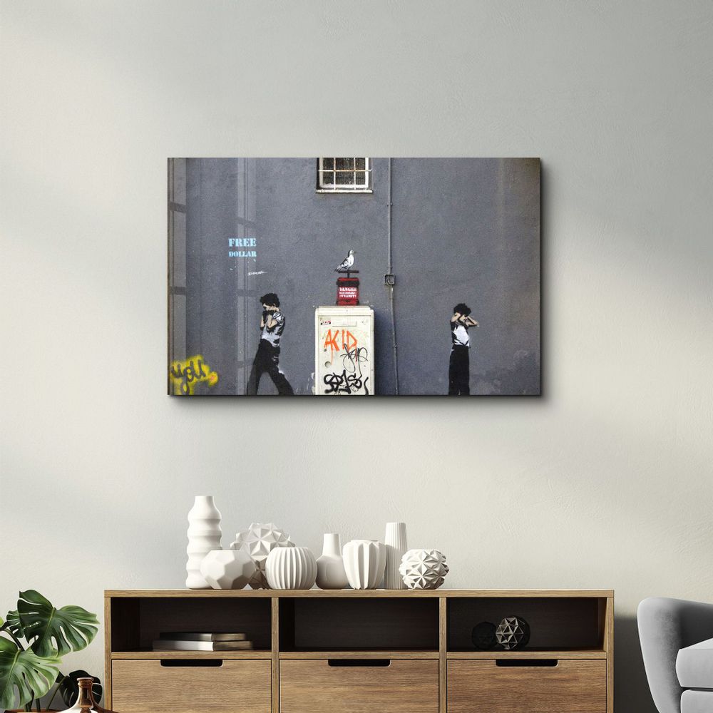 Other wall decoration - Banksy - Dynamite | Glass Wall Art 110CMx70CM - ARTDESIGNA