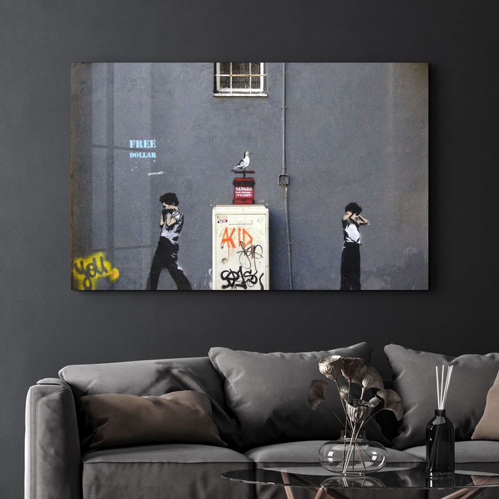 Other wall decoration - Banksy - Dynamite | Glass Wall Art 110CMx70CM - ARTDESIGNA