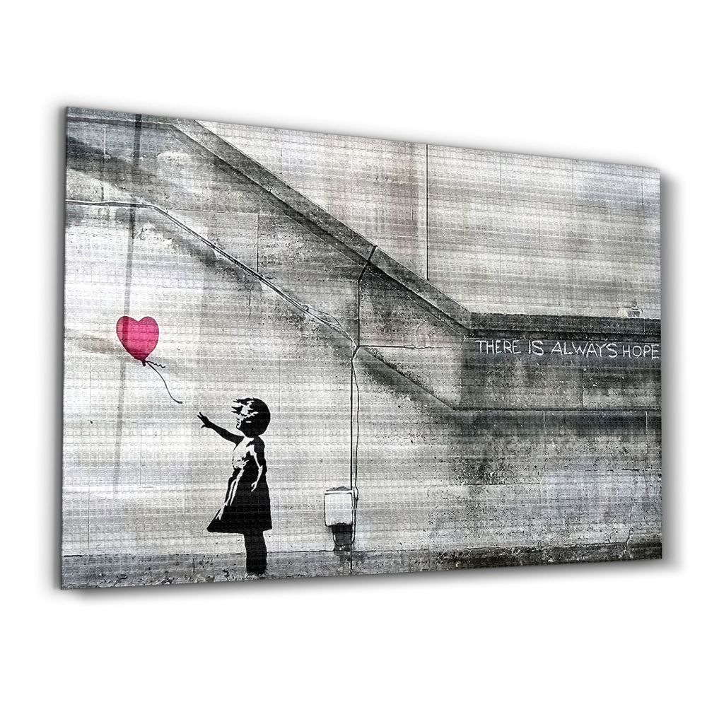 Autres décorations murales - Banksy - Hope - Fille avec un ballon | Art mural en verre  110CMx70CM - ARTDESIGNA