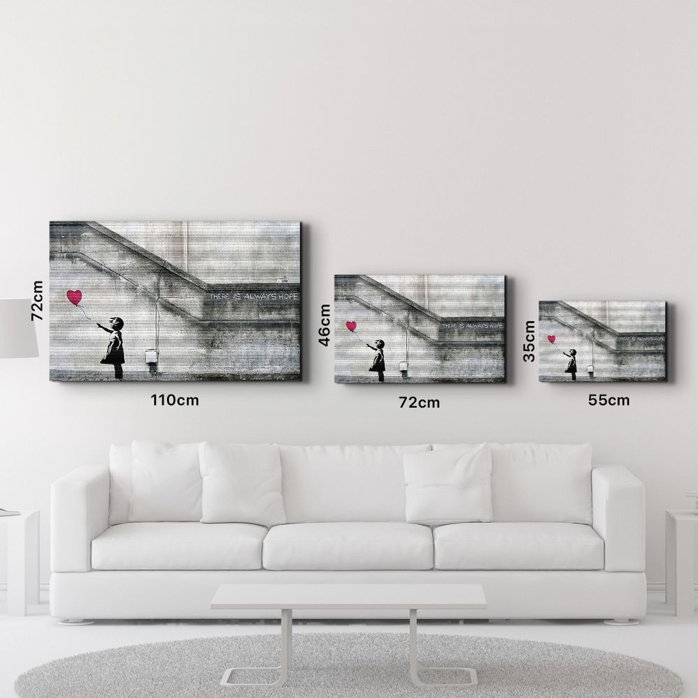 Autres décorations murales - Banksy - Hope - Fille avec un ballon | Art mural en verre  110CMx70CM - ARTDESIGNA