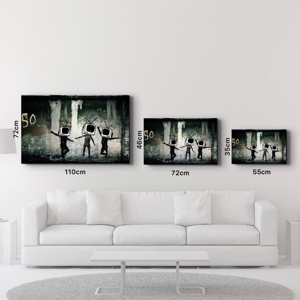 Other wall decoration - Banksy - Dancing TV | Glass Wall Art 110CMx70CM - ARTDESIGNA
