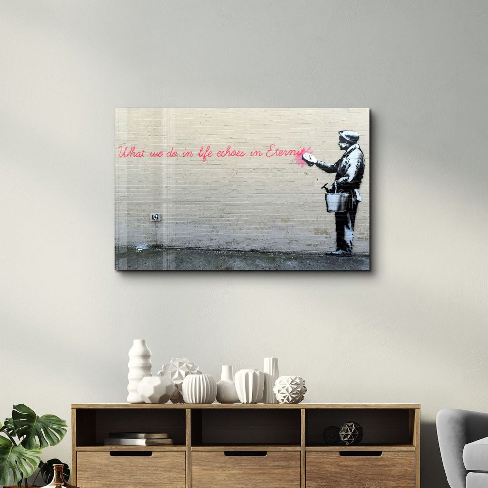 Autres décorations murales - Banksy - Éternité | Art mural en verre 110CMx70CM - ARTDESIGNA