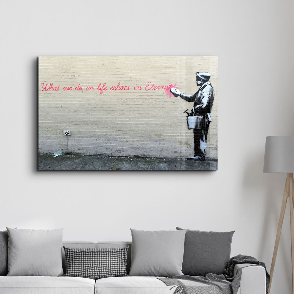 Autres décorations murales - Banksy - Éternité | Art mural en verre 110CMx70CM - ARTDESIGNA