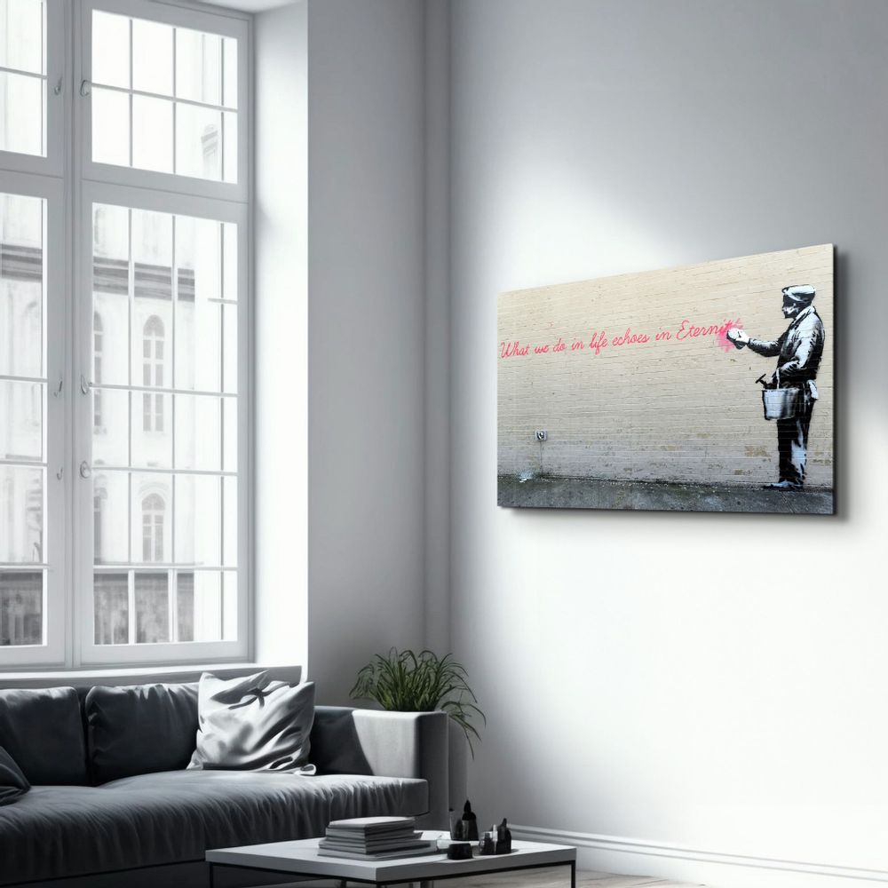 Autres décorations murales - Banksy - Éternité | Art mural en verre 110CMx70CM - ARTDESIGNA