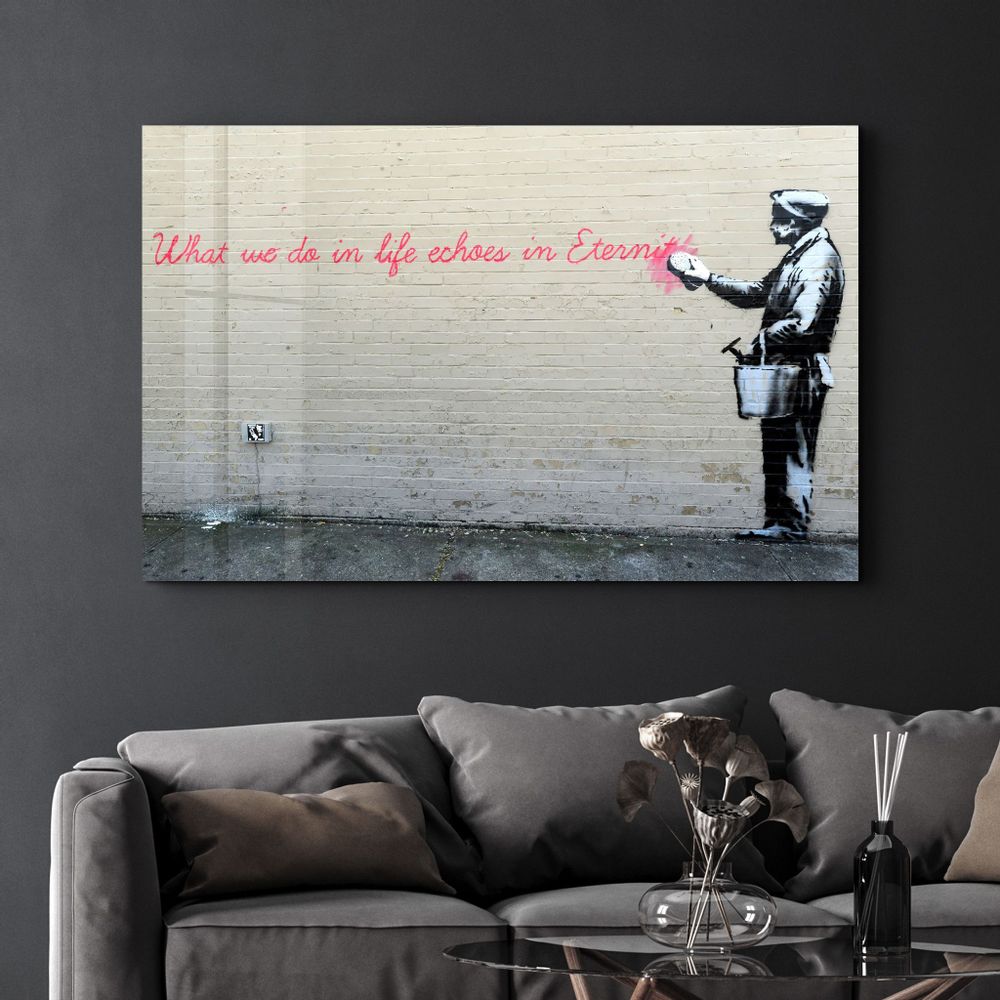Autres décorations murales - Banksy - Éternité | Art mural en verre 110CMx70CM - ARTDESIGNA