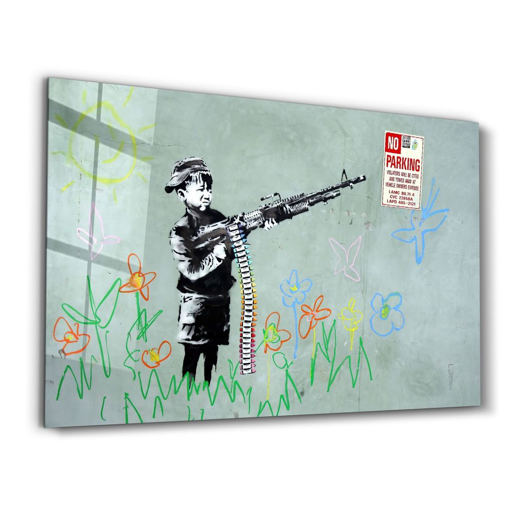 Other wall decoration - Banksy - No Parking | Glass Wall Art 110CMx70CM - ARTDESIGNA