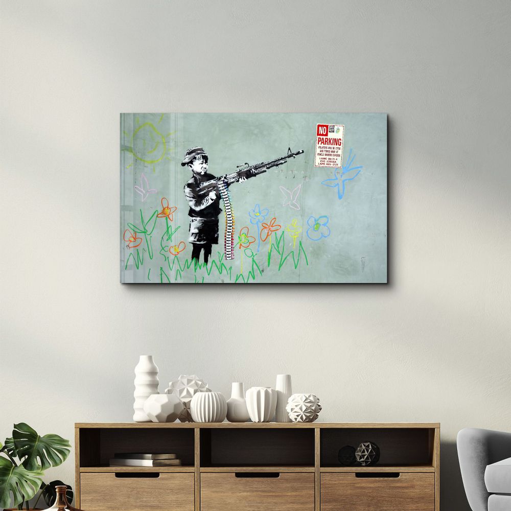 Other wall decoration - Banksy - No Parking | Glass Wall Art 110CMx70CM - ARTDESIGNA