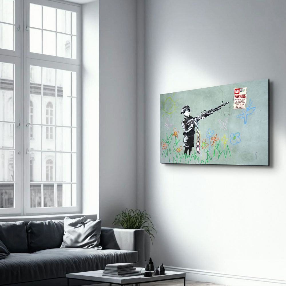 Other wall decoration - Banksy - No Parking | Glass Wall Art 110CMx70CM - ARTDESIGNA