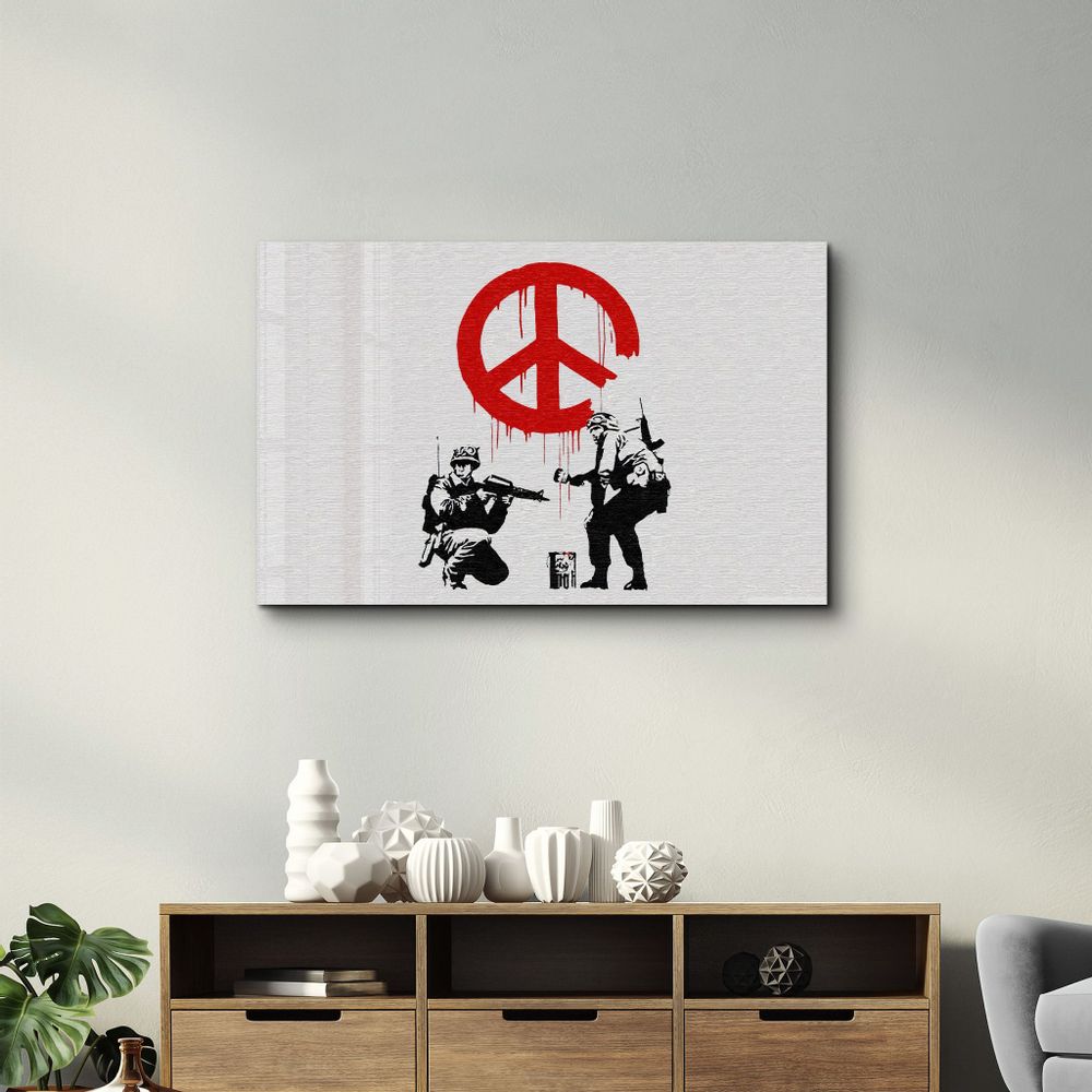 Other wall decoration - Banksy - Anti-War | Glass Wall Art 110CMx70CM - ARTDESIGNA