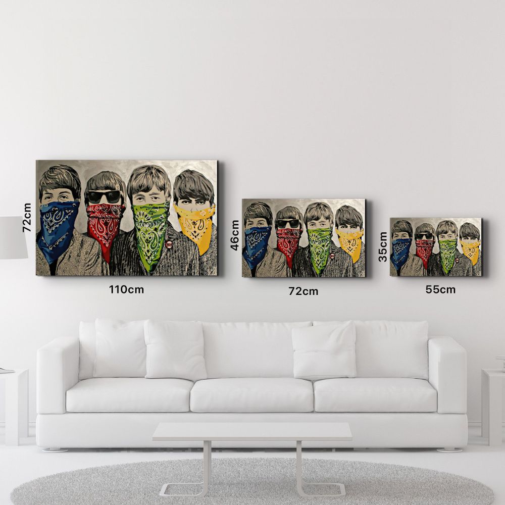 Autres décorations murales - Banksy-Beatles | Art mural en verre 110CMx70CM - ARTDESIGNA
