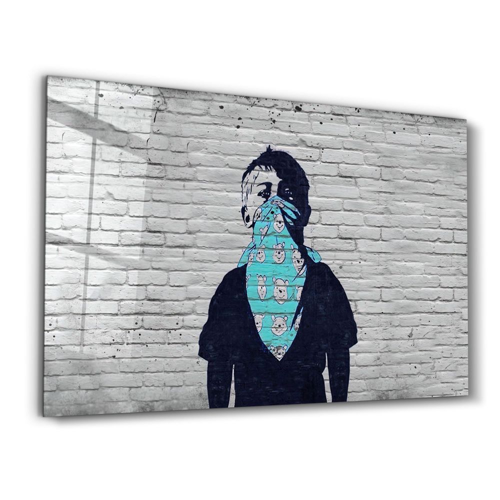 Autres décorations murales - Banksy - Winnie l'ourson | Art mural en verre  110CMx70CM - ARTDESIGNA