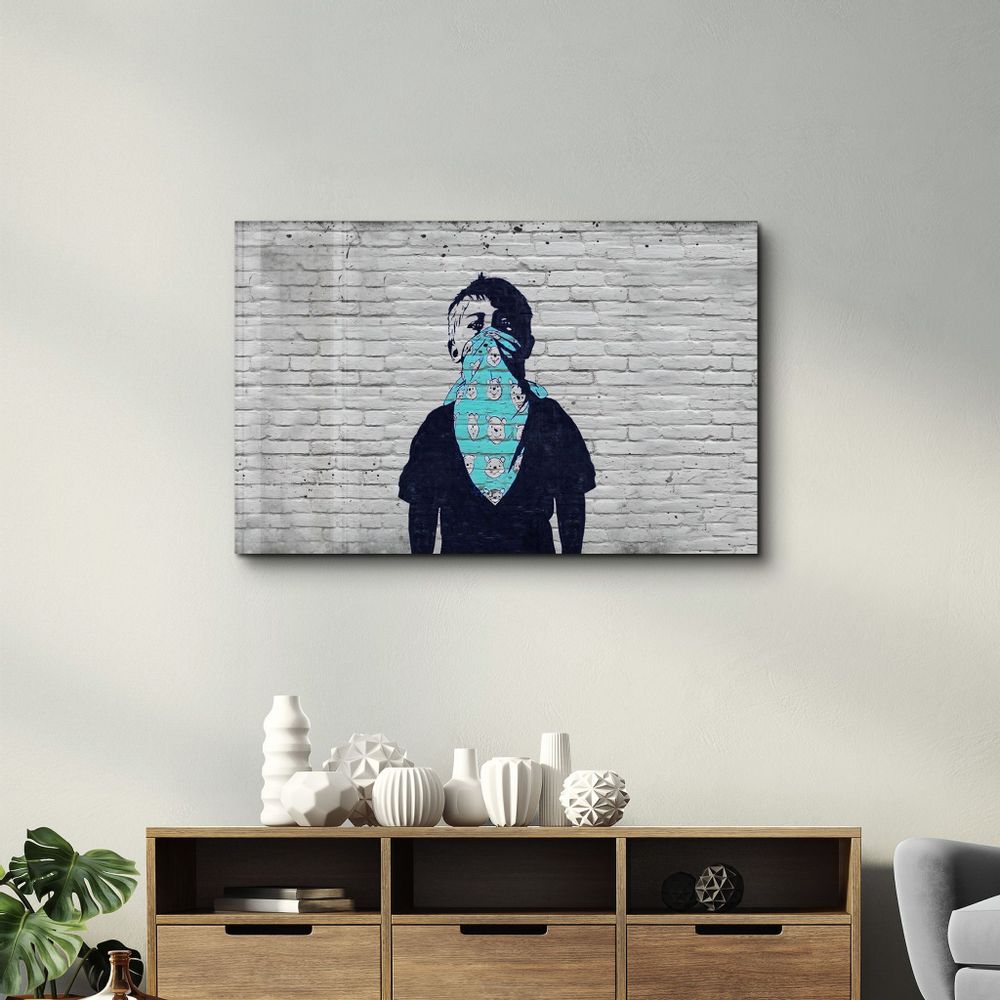 Autres décorations murales - Banksy - Winnie l'ourson | Art mural en verre  110CMx70CM - ARTDESIGNA