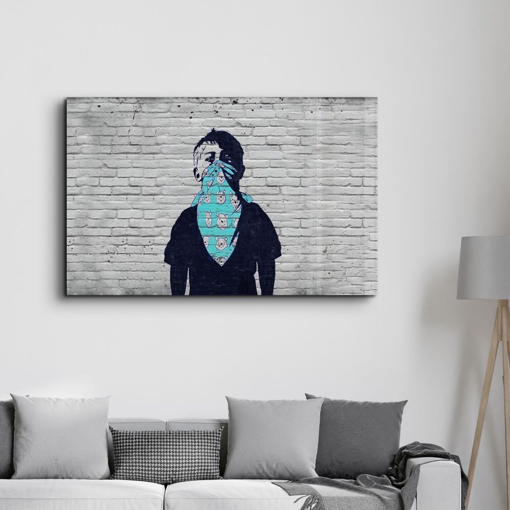 Autres décorations murales - Banksy - Winnie l'ourson | Art mural en verre  110CMx70CM - ARTDESIGNA