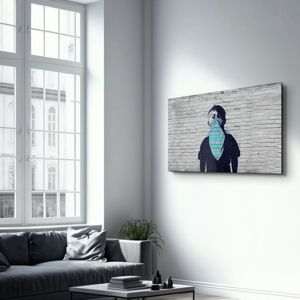 Autres décorations murales - Banksy - Winnie l'ourson | Art mural en verre  110CMx70CM - ARTDESIGNA
