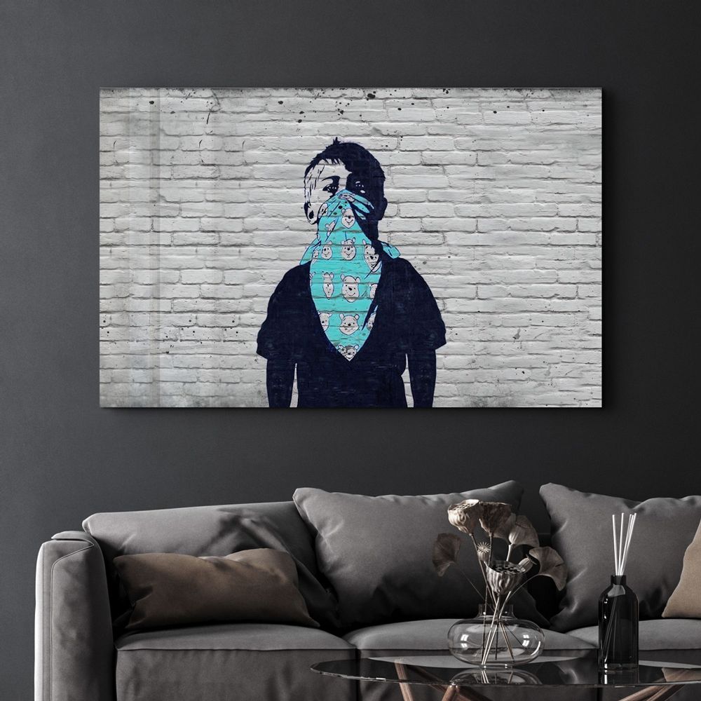 Autres décorations murales - Banksy - Winnie l'ourson | Art mural en verre  110CMx70CM - ARTDESIGNA