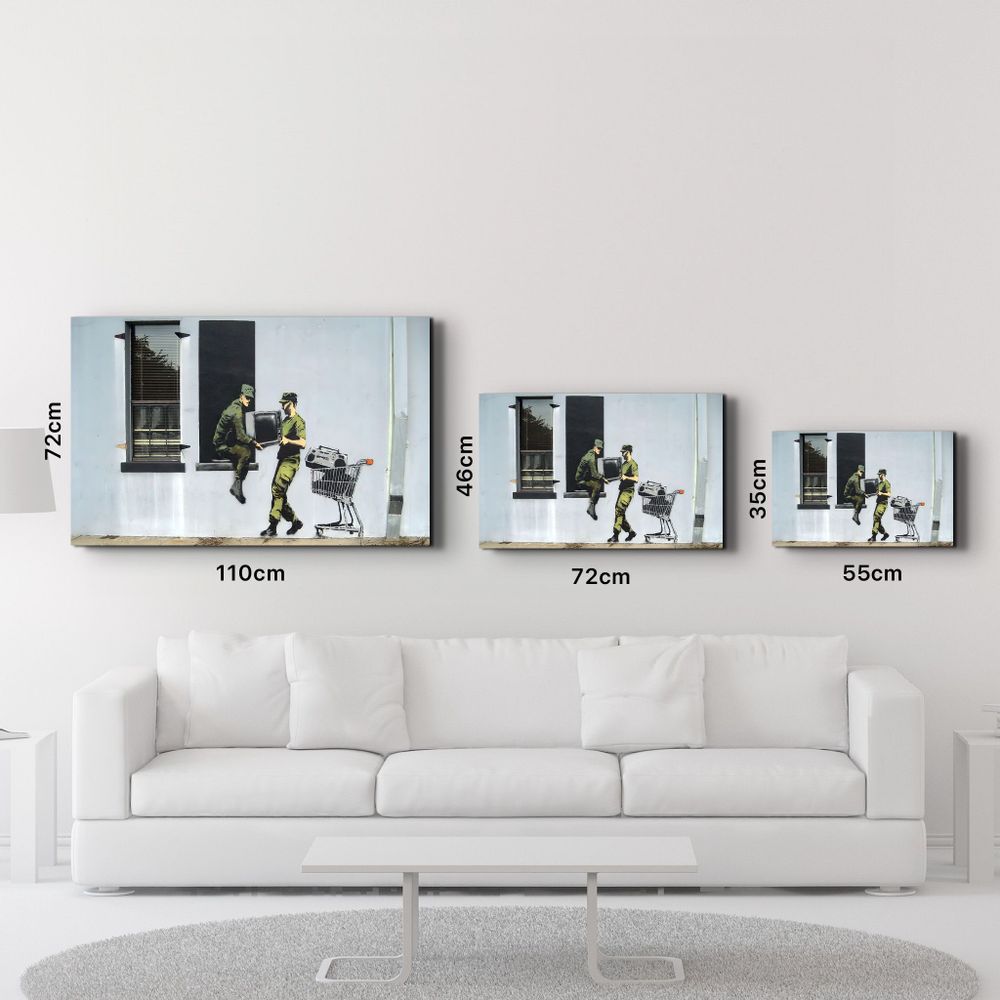 Autres décorations murales - Banksy - Pillage des soldats | Art mural en verre 110CMx70CM - ARTDESIGNA
