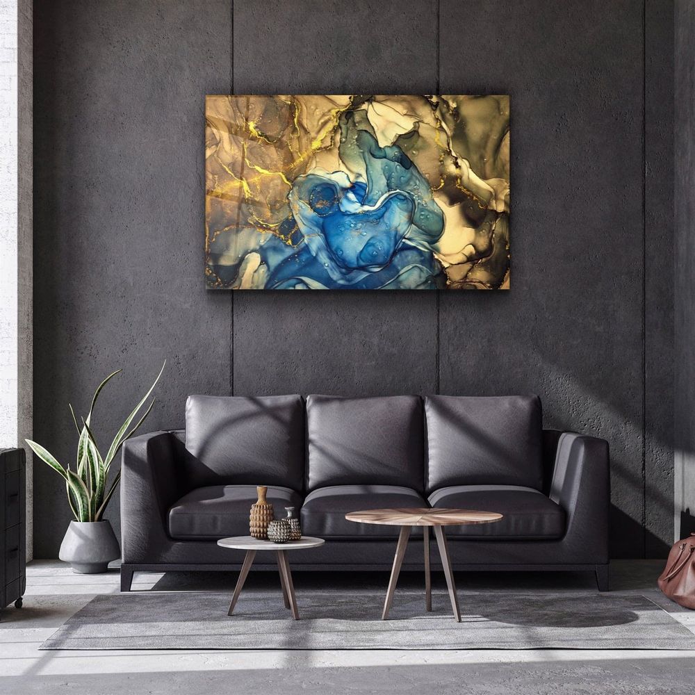 Autres décorations murales - Art mural en verre à 3 motifs en marbre 110CMx70CM - ARTDESIGNA
