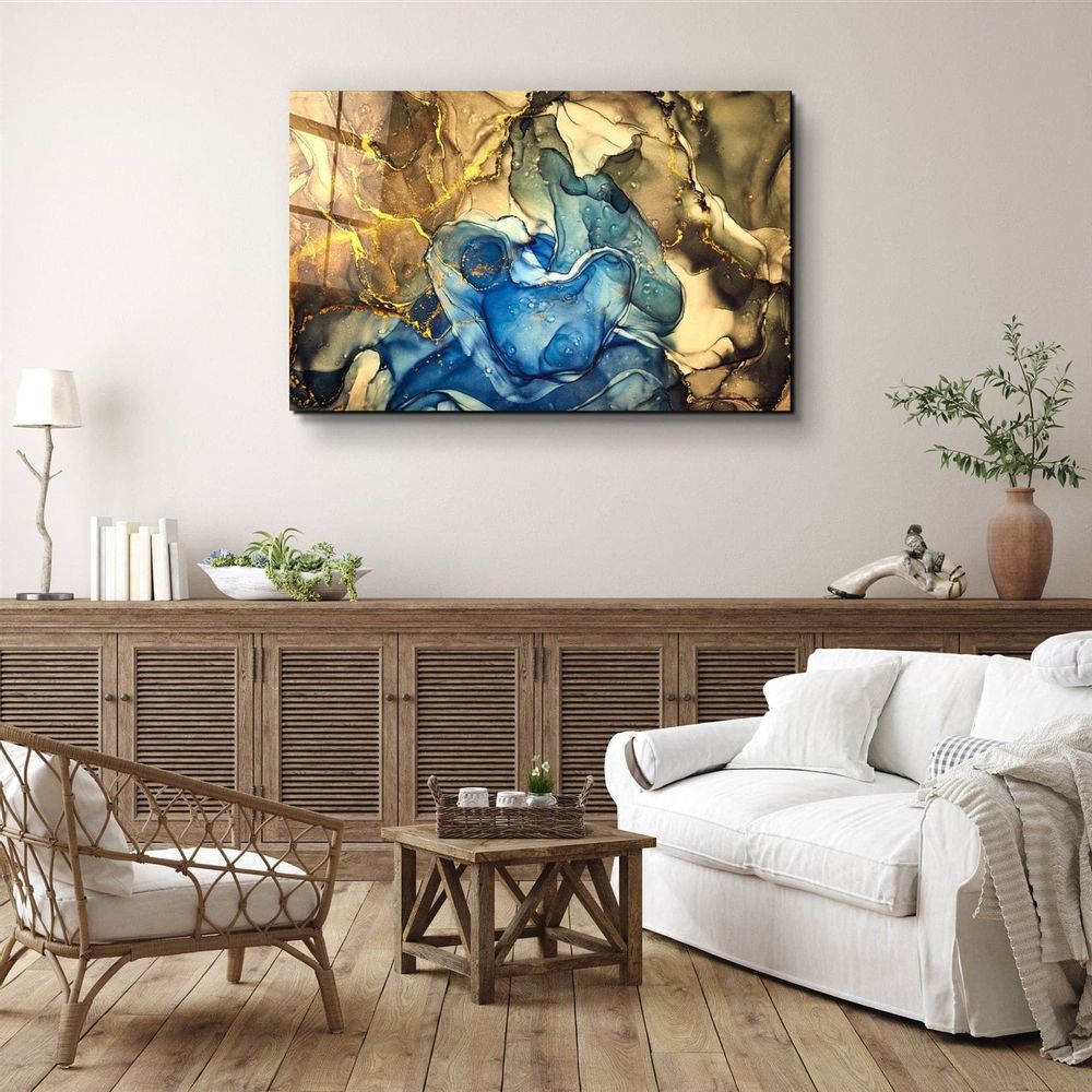 Autres décorations murales - Art mural en verre à 3 motifs en marbre 110CMx70CM - ARTDESIGNA