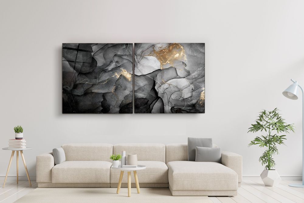 Autres décorations murales - Marbre noir - Décoration murale DuoGlass 100X200CM  - ARTDESIGNA