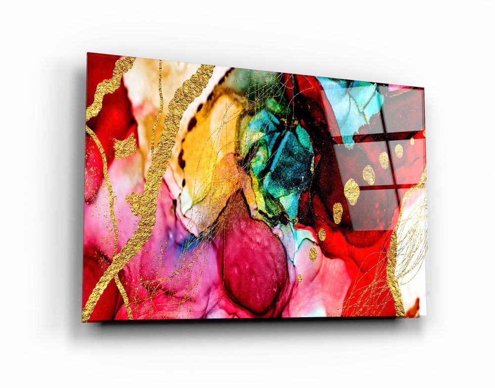 Autres décorations murales - Design en marbre avec des touches doréesArt mural en verre 110CMx70CM - ARTDESIGNA