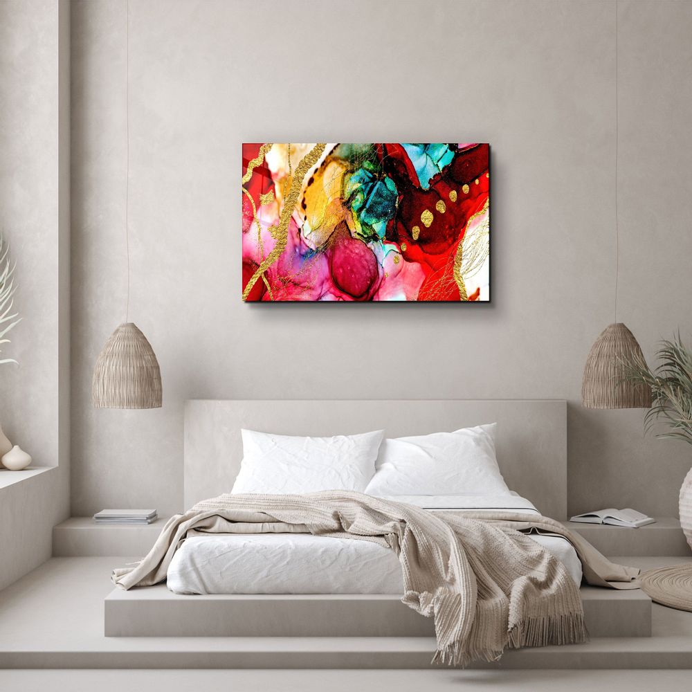 Autres décorations murales - Design en marbre avec des touches doréesArt mural en verre 110CMx70CM - ARTDESIGNA