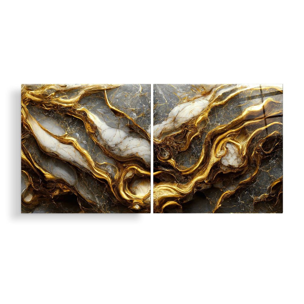 Other wall decoration - Golden Roots in the Marble - Dup  Glass Wall Art 100x200 - ARTDESIGNA