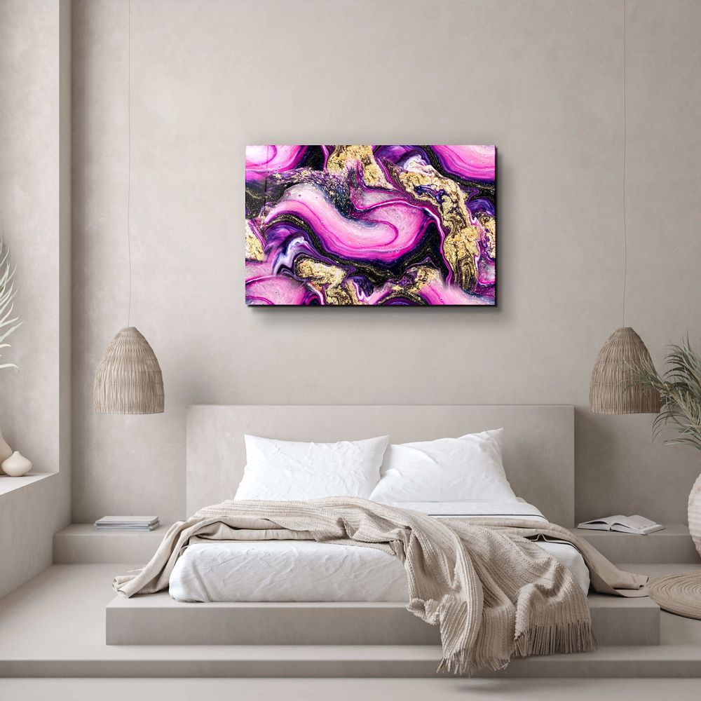 Autres décorations murales - Collection Marbre H14 - Décoration murale en verre rose violet 110CMx70CM - ARTDESIGNA