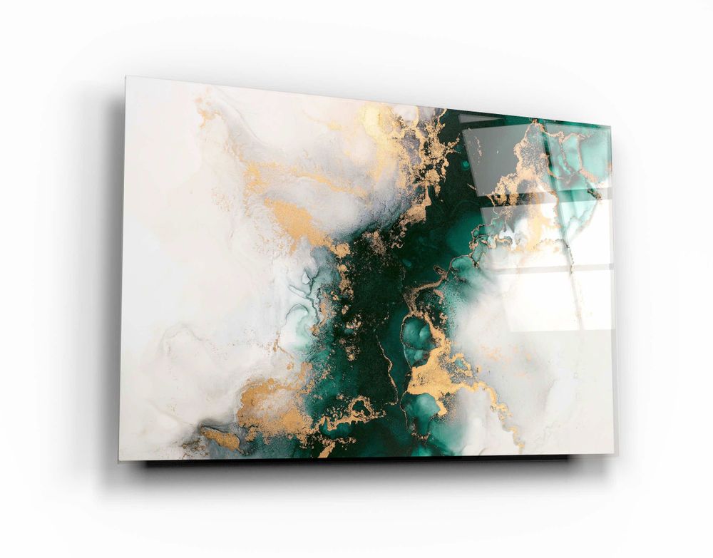 Autres décorations murales - Collection Marbre H20 - Décoration murale en verre WaveGlass vert 110CMx70CM - ARTDESIGNA