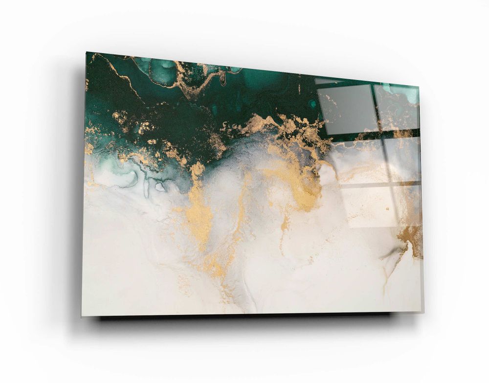 Autres décorations murales - Collection Marbre H21 - Décoration murale en verre ondulé vert 110CMx70CM - ARTDESIGNA