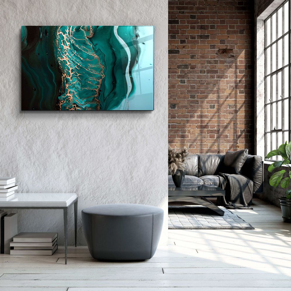 Autres décorations murales - Collection Marbre H26 - Décoration murale OceanGlass  110CMx70CM - ARTDESIGNA